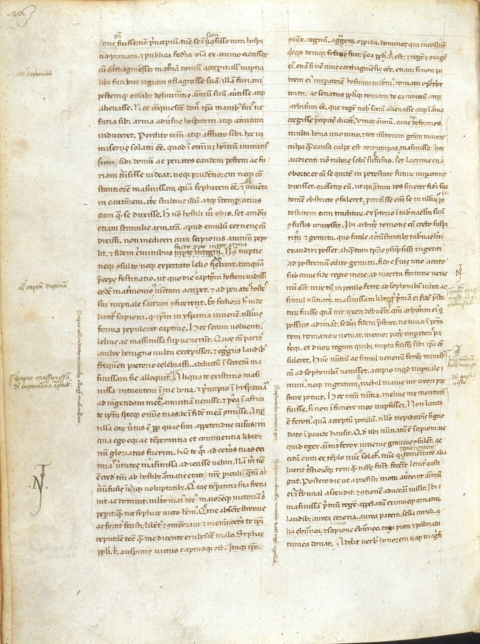 Petrarch's Livy, Harley MS 2493, fol. 213v / 彼特拉克抄校的李维《罗马史》手稿页