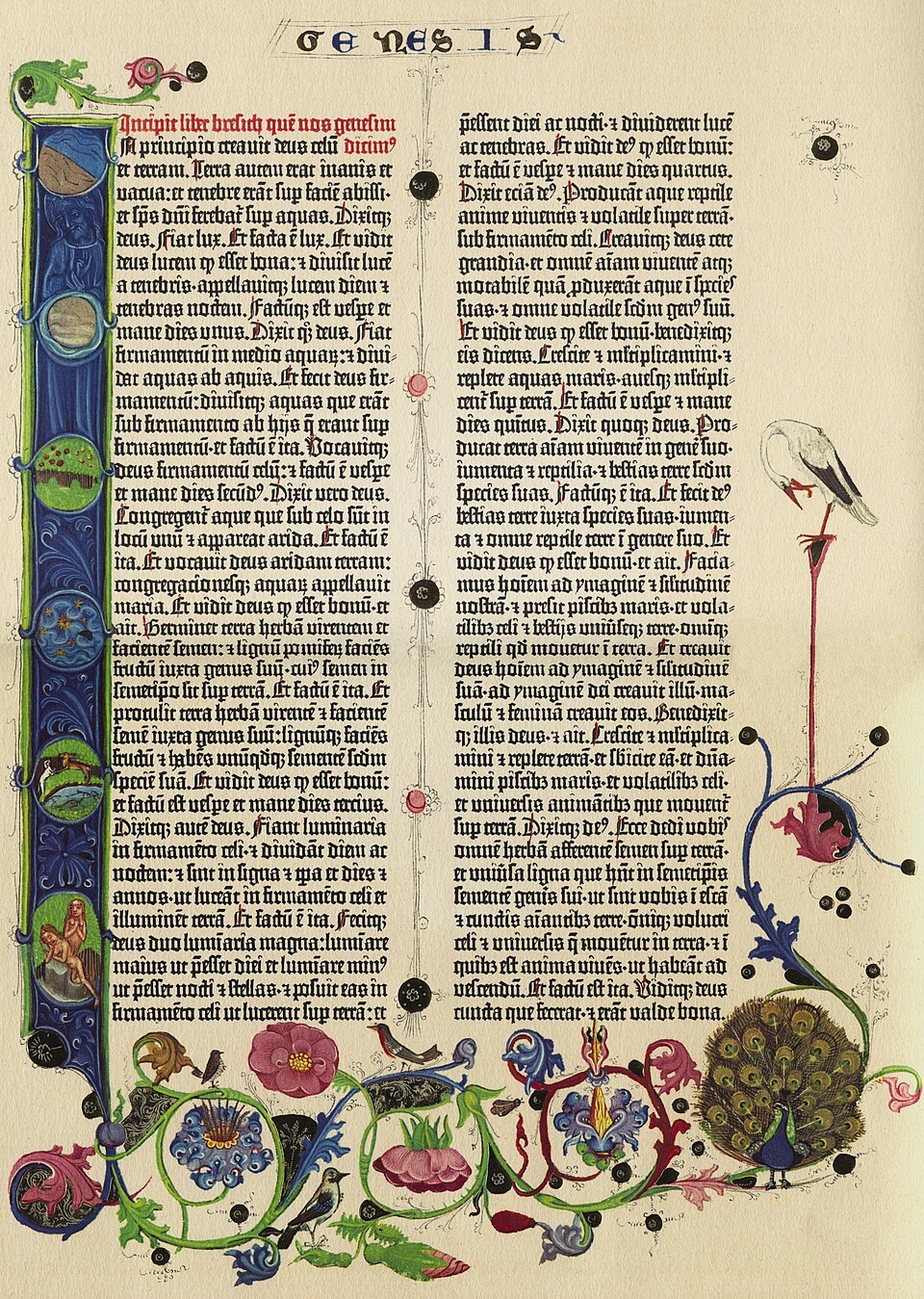 Gutenberg Bible, Genesis page, Bavarian State Library copy / 巴伐利亚州立图书馆藏《古腾堡圣经·创世记》页